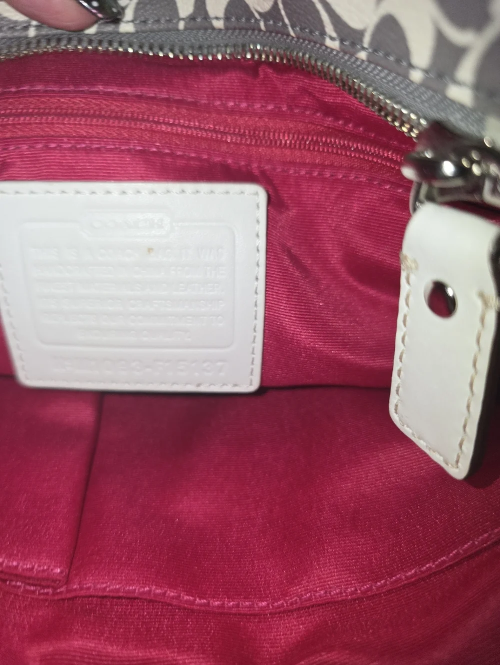 Coach Signature Tote in Gray, White & Pink